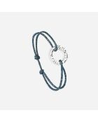 Bracelet Cercle plat plaqué argent martelé/bleu