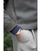 Bracelet Maillon plat 30mm plaqué argent/bleu