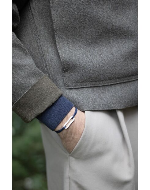 Bracelet Maillon plat 30mm plaqué argent/bleu