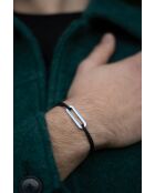 Bracelet Maillon plat 30mm plaqué argent/bleu