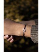 Platte schakelarmband 16mm gehamerd zilver/eendblauw/wit