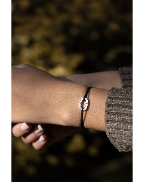 Platte schakelarmband 16mm gehamerd zilver/eendblauw/wit