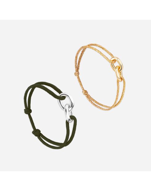 Verzilverd/kaki vergulde achthoekige armbandpakketten