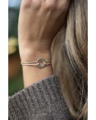 Flaches Kreis-Armband aus gehämmertem Silber/Dunkelgrün