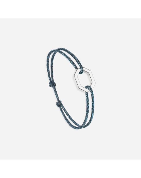 Bracelet Octogone 16mm plaqué argent/bleu canard