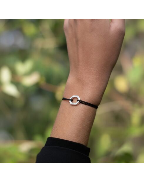 Bracelet Octogone 16mm plaqué argent/bleu canard