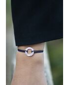 Flaches Kreis-Armband aus gehämmertem Silber/Grau