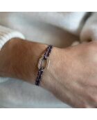 Bracelet Octogone 22mm plaqué argent/bleu marine