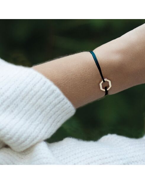 Bracelet Octogone 16mm plaqué doré/bleu