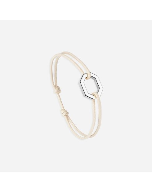 Bracelet Octogone 16mm plaqué argent/beige