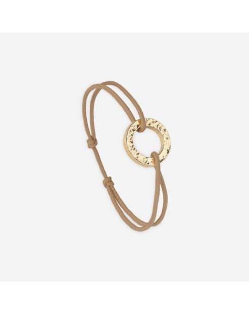 Bracelet Cercle plat plaqué doré martelé /beige