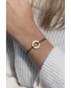 Bracelet Cercle plat plaqué doré martelé /beige