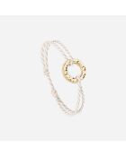Pulsera circular plana en oro martillado, blanco y beige