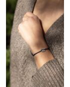 Platte schakelarmband 16mm gehamerd zilver/grijs/wit verguld