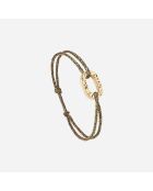 Platte schakelarmband van 16 mm gehamerd goud/zwart