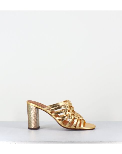 Goldfarbene Ledersandalen Peking — 8,5 cm Absatz