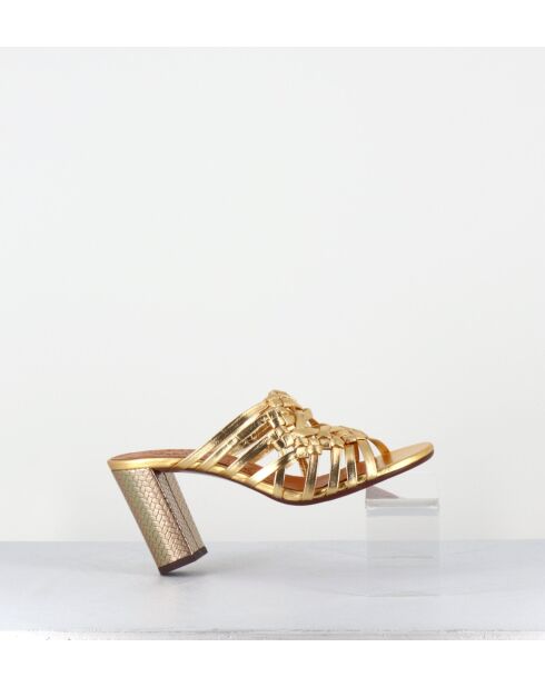 Goldfarbene Ledersandalen Peking — 8,5 cm Absatz