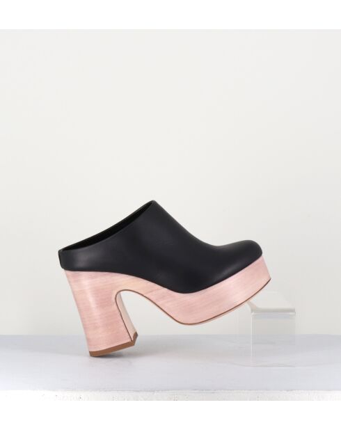 Sista zwarte leren muiltjes - hak 9,5 cm