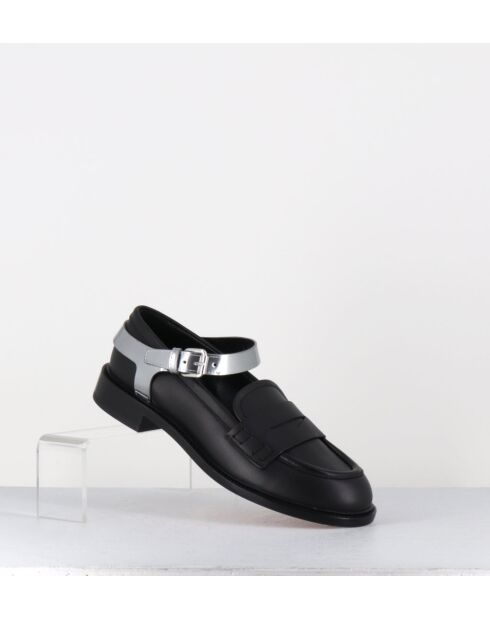 Olivia zwarte leren instappers