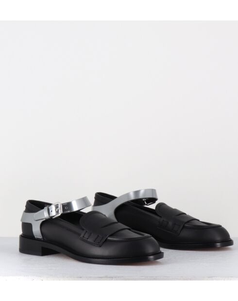 Olivia zwarte leren instappers