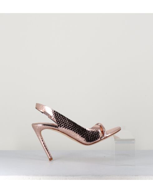 11326 roze leren sandalen - hak 9,5 cm