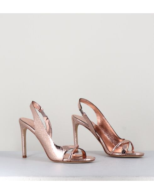 11326 roze leren sandalen - hak 9,5 cm