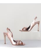 11326 roze leren sandalen - hak 9,5 cm