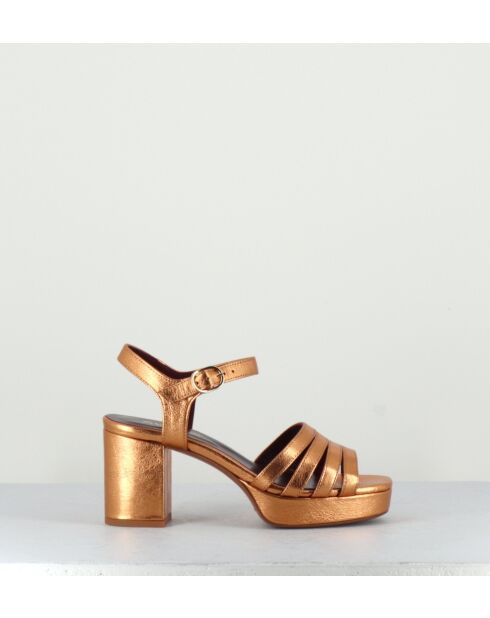 Goldfarbene Ledersandalen Eban - 8,5 cm Absatz