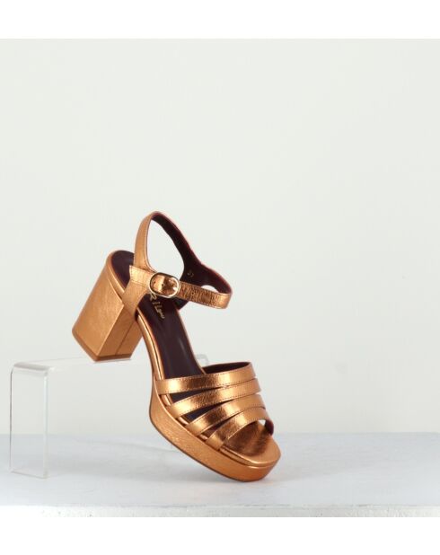 Goldfarbene Ledersandalen Eban - 8,5 cm Absatz