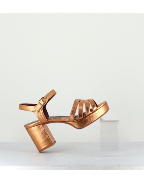 Goldfarbene Ledersandalen Eban - 8,5 cm Absatz