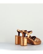 Goldfarbene Ledersandalen Eban - 8,5 cm Absatz