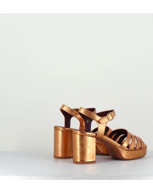 Goldfarbene Ledersandalen Eban - 8,5 cm Absatz