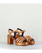 Goldfarbene Ledersandalen Eban - 8,5 cm Absatz