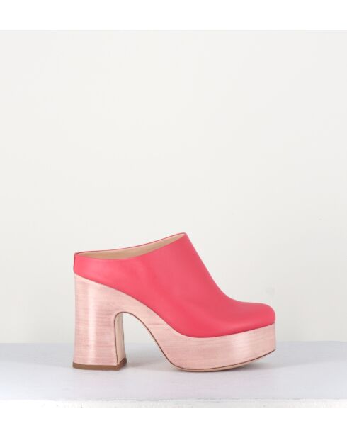 Koraalrode leren muiltjes van Sista - hak 9,5 cm