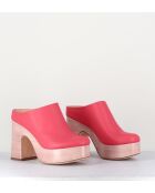 Koraalrode leren muiltjes van Sista - hak 9,5 cm
