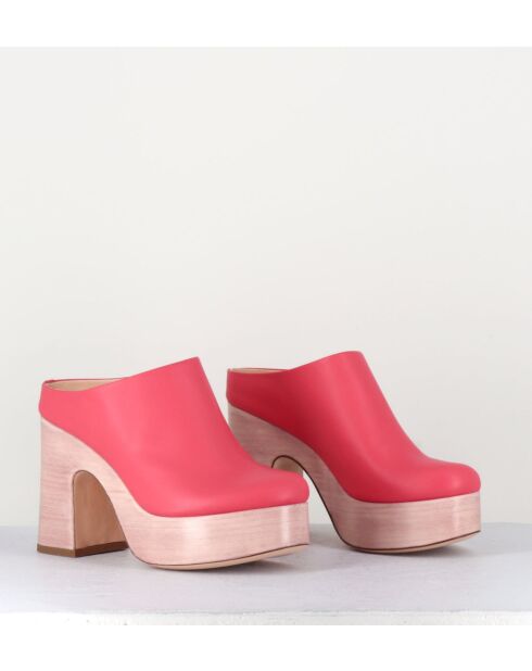 Koraalrode leren muiltjes van Sista - hak 9,5 cm