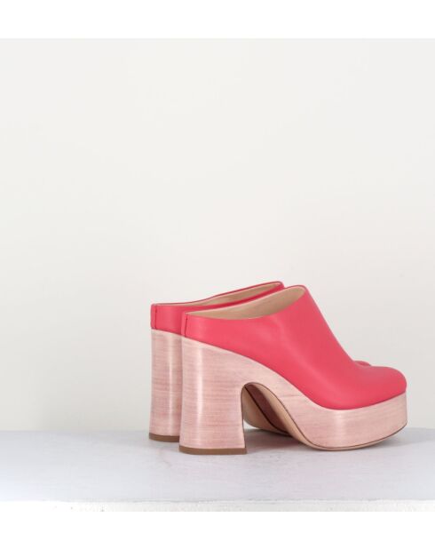 Koraalrode leren muiltjes van Sista - hak 9,5 cm