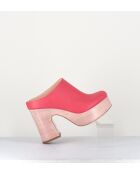Koraalrode leren muiltjes van Sista - hak 9,5 cm