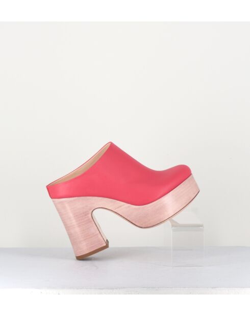 Koraalrode leren muiltjes van Sista - hak 9,5 cm