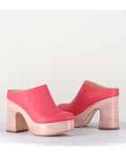 Koraalrode leren muiltjes van Sista - hak 9,5 cm