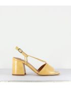Sandali Sarah in pelle gialla - tacco 8 cm