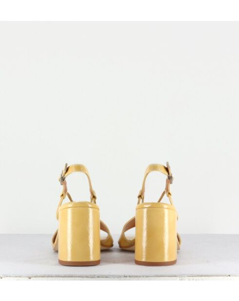 Sandali Sarah in pelle gialla - tacco 8 cm