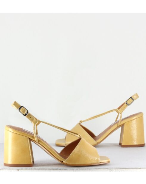 Sandali Sarah in pelle gialla - tacco 8 cm