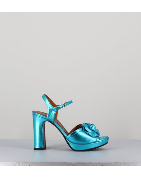 Catina blauwe leren sandalen - hak van 9 cm