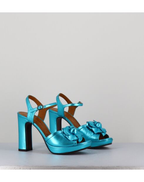 Catina blauwe leren sandalen - hak van 9 cm