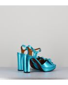 Sandali Catina in pelle blu - tacco 9cm