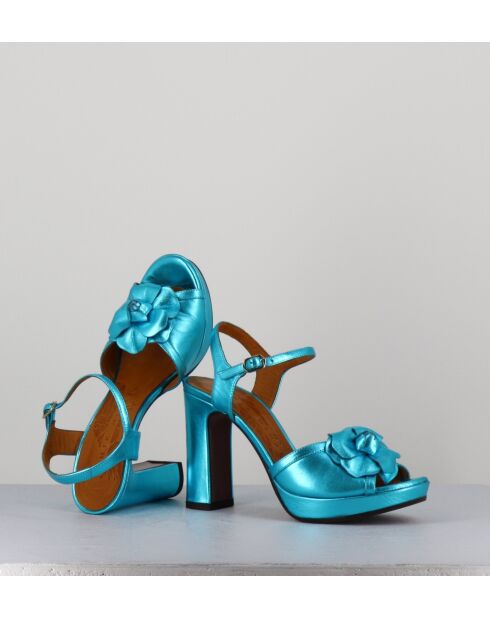 Catina blauwe leren sandalen - hak van 9 cm