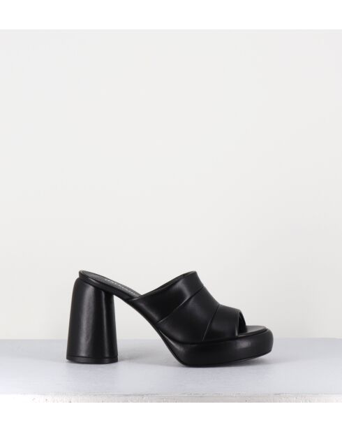 Sandali Erika02 in pelle nera - tacco 9cm