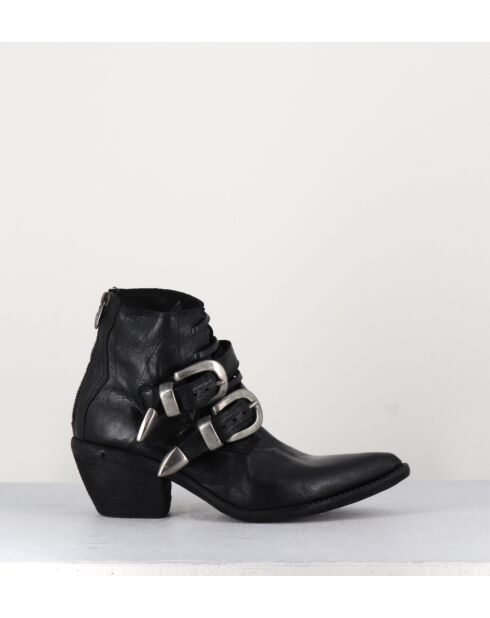 Boots en cuir 3845 noires - Talon 6cm