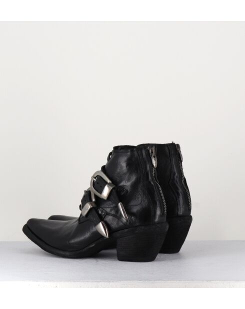 Boots en cuir 3845 noires - Talon 6cm